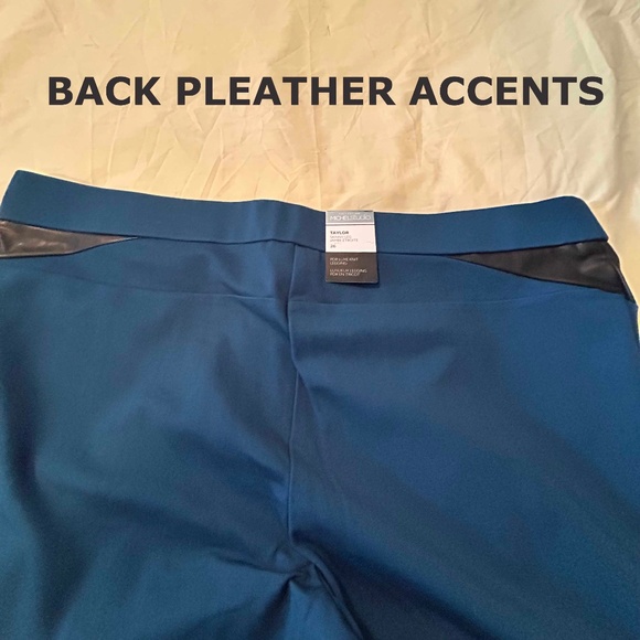 NEW PHOTOS! LEGGINGS, PLEATHER ACCENTS, SCARABE BLUE, SZ 26, VISCOSE NYLON, FAUX - Picture 13 of 13